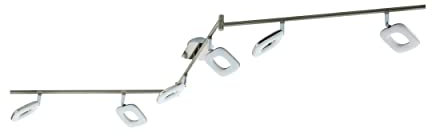 EGLO Deckenlampe Litago, 6-flammige Deckenleuchte mit verstellbaren Spots, Deckenstrahler aus Metall in Nickel-matt, Wohnzimmerlampe warmweiß