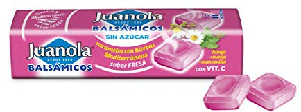 JUANOLA Caramelos Sabor Fresa - 30g - Con Hinojo, Menta, Manzanilla y Vitamina C.
