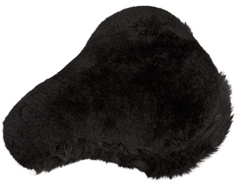 Reissner Lammfelle Fahrradsattel Bezug Fahrradsattelüberzug Lammfell mit Webpelzkranz FSB-C-III schwarz, 28x15cm