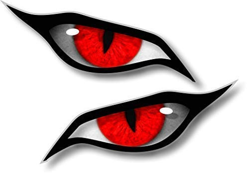 Paar Evil Eyes mit Roten Iris Vinyl Drohne Motorrad Helm Auto Aufkleber Sticker 70x30mm Each