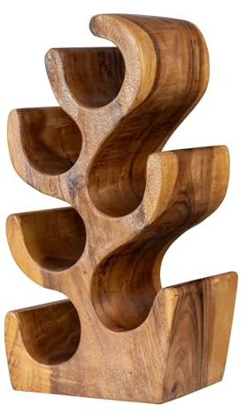 levandeo Weinflaschenhalter Akazie 50cm Hoch Akazienholz Weinflasche Halter Ständer Weinhalter Weinregal Weinständer