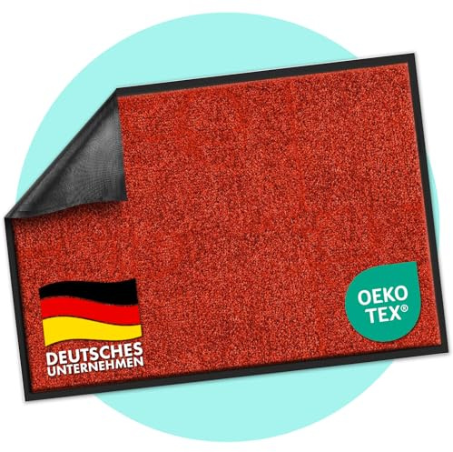 casa pura Schmutzfangmatte Rhine, Fußmatte, Türmatte für Eingangsbereich, Fußabtreter, Türvorleger, Sauberlaufmatte (90x300 cm, Rot)