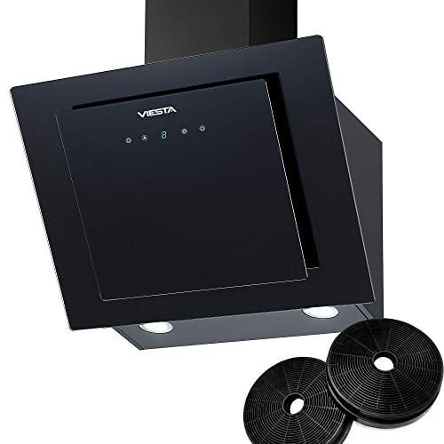 VIESTA® DH600XA Kopffreie Dunstabzugshaube mit Aktivkohlefilter [UMLUFT & ABLUFT MODUS] - Abzugshaube Schwarz 60 cm & 230W - Kopffreihaube Filter & Touch Control - Dunstabzugshaube (Energieklasse A)