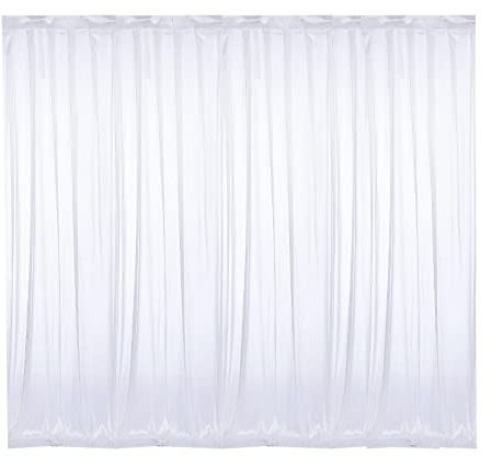 Queiting Wedding Backdrop Curtain 6.5x6.5ft White Fabric Backdrop Detachable Ice Silk Party Backdrop Curtain for Photography Background Wedding Background Cloth Decorations