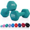 Core Balance 3kg Dumbbell Pair Hex Weight Neoprene Coated Cast Iron Strength Training (Teal)