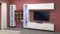 Dmora - Système Mural Gustavo, Meuble TV 4 Portes, Meuble de Salon Polyvalent avec vitrine et lumière LED, 100% Made in Italy, 350x30h180 cm, Blanc Brillant
