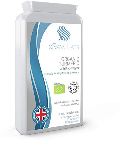 Organic Turmeric Curcumin 1000mg with Black Pepper - 120 Vegan Turmeric Capsules High Strength (2 Month Supply) – Certified Organic by Soil Association - No Binders and NO Fillers