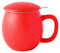 Yundu Keramik-Teetasse mit Teesieb und Deckel, Materie Rot, 360 ml, Becher mit Deckel zum Ziehen, Edelstahl-Teesieb für losen Tee, Heimbüro, Geschenk für Teeliebhaber