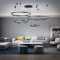 FUMIMID LED Pendellampe Wohnzimmerlampe Pendelleuchte Dimmbar Mit Fernbedienung Kronleuchter Moderne Esstischlampe Aluminium Runde Acryl Beleuchtung Deckenleuchte,Schwarz,4laps40+60+80+100cm