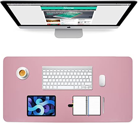 PINKCAT Multifunktionales Office Mauspad, Schreibtischunterlage, PU-Leder Ultradünnes Mousepad Zweiseitig Nutzbar, Schreibtischschutz für Büro, Heimspiele(Lila+Rosa, 80 x 40 cm)