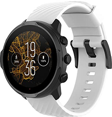 Yikamosi 24MM Schnellverschluss Weiches Silikon rostfreiem Metallverschluss Ersatzbänder für Frauen und Männer Kompatibel mit Suunto 7/Suunto 9/9 Baro,Weiß