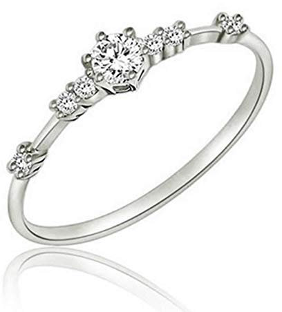Ringe Anillo De Circonia Cúbica Para Mujer, Joyería De Boda, Compromiso, Corona De Cristal, Regalo De Fiesta, 7, Zink,