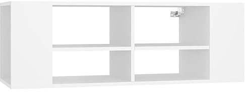 vidaXL Meuble TV Mural, Armoire de Télévision avec 2 Compartiments, Meuble Télé avec Rangement Salon, Scandinave, Blanc Bois d'Ingénierie