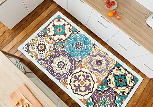 Doge Milano Küchenläufer, 100% Made in Italy, Schmutzabweisender Teppich mit Digitaldruck, Rutschfester und waschbarer Läufer, Geometrisches Modell - Como, cm 180x52