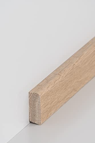 Holzfußleiste 16 x 40 mm abgerundet Eiche lackiert 240 cm Fußleiste Fußbodenleiste Sockelleiste Abschlussleiste Parkett Teppich Südbrock