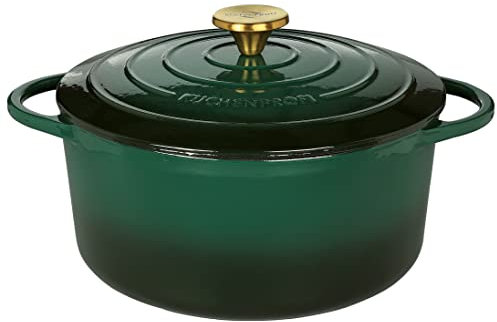 Küchenprofi Bratentopf Provence mit Deckel aus Gusseisen in der Farbe Racing Green Fassungsvermögen 5,3L, Maße: 26cm x 12cm, 04 0100 11 26