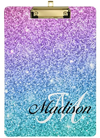 Klemmbrett, A4, Briefgröße, Büro-Schreibtafel mit niedrigem Profil, Metallclip für Büros, Schule, Klassenzimmer, 22,9 x 31,8 cm, Rosa / Blau
