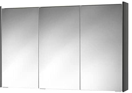 Sieper Spiegelschrank KHX mit LED Beleuchtung 120cm breit, Badezimmer Spiegelschrank aus MDF, mit Steckdose | Anthrazit