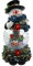 Schneekugel/Spieluhr 100mm, Schneemann und geschmückter Tannenbaum, Licht, Schneeantrieb, 23cm