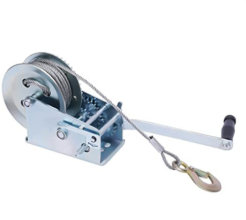 Seilwinde 1500 kg 10 Meter Synthetikseil lässt sich ausziehen Handseilwinde mit Kunststoffseil sorgt für eine geringere Verletzungsgefahr für Anhänger Pkw Wohnwagen