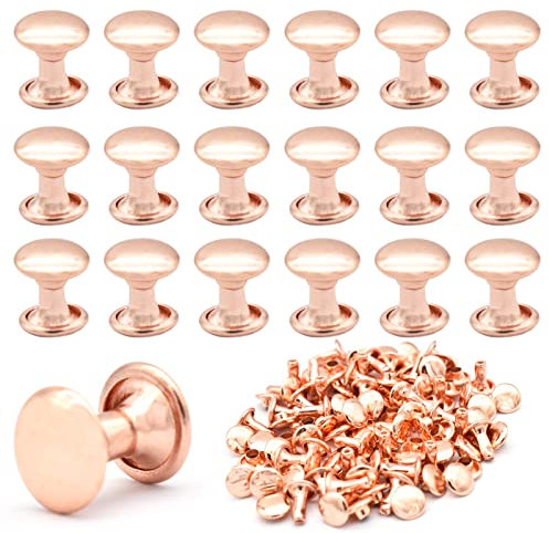 Rivetti per pelle color oro rosa, 10 mm, kit di rivetti a doppia testa per artigianato in pelle, 120 set di rivetti decorativi per pelle, borsette, borse