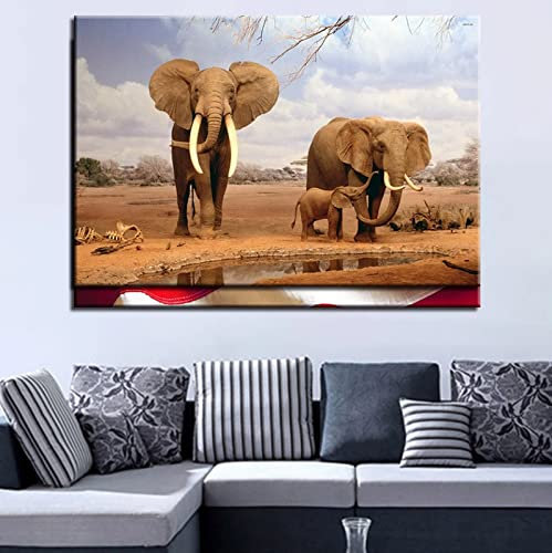 NIUBB Leinwanddruck tierischer elefant Wand Wohnzimmer Wanddekoration Ölbild für Zuhause, moderne Dekoration, Dekodruck 50x70cm Kein Rahmen
