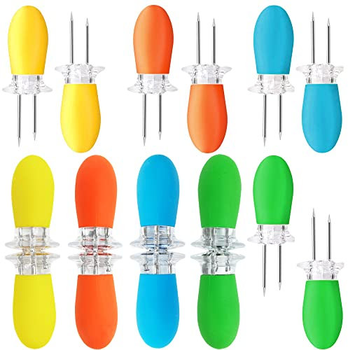 Pinchos para Mazorcas de Maíz, 8 Pares Soportes de Mazorca de Maíz Brochetas de Acero Inoxidable para Maíz Pinchos para Asar A la Parrilla Comida Tenedor de Fruta para Barbacoa,Cocina,Fiesta