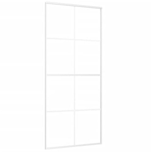 vidaXL Schiebetür Schiebetürsystem Glastür Glasschiebetür Ganzglasschiebetür Tür Innen mit Alurahmen ESG-Glas Aluminium 90x205 cm Weiß