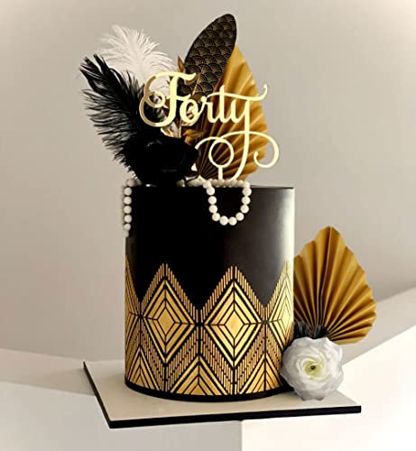 JeVenis Palm Leaves Cake Decoration Feather Cake Decoration Gatsby Cake Decoration Prom Cake Decoration Rose Cake Decoration Roaring 20s Cake Decoration
