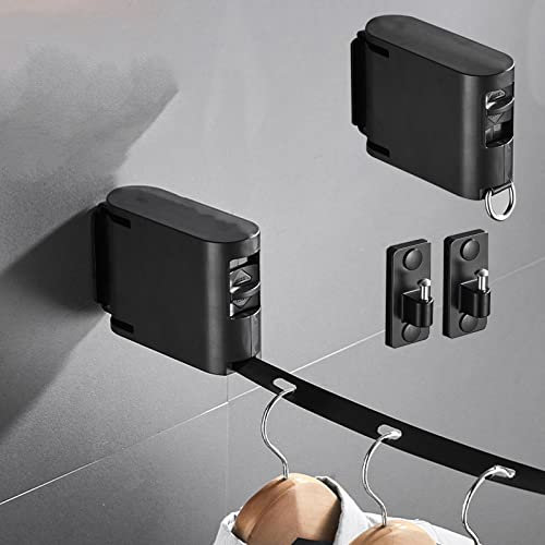 Maxant Wäscheleine, einziehbare Wäscheleine, 4,2 m, einziehbar, für den Innen- und Außenbereich, 180° drehbar, Lager 20 kg, Schwarz