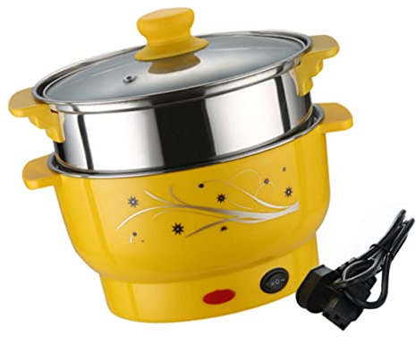 HEMOTON Elektrischer Kochtopf Aus Edelstahl Kleiner Kochtopf Mit Dampfgarer Multifunktionstopf Und Doppelschichtiger Suppentopf Für Suppe Zuhause Küche Und Büro 7.87X7.87X6.50 Zoll