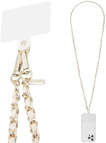 Case-Mate Crossbody Phone Lanyard/Chain - Gold Chain Tan Leather