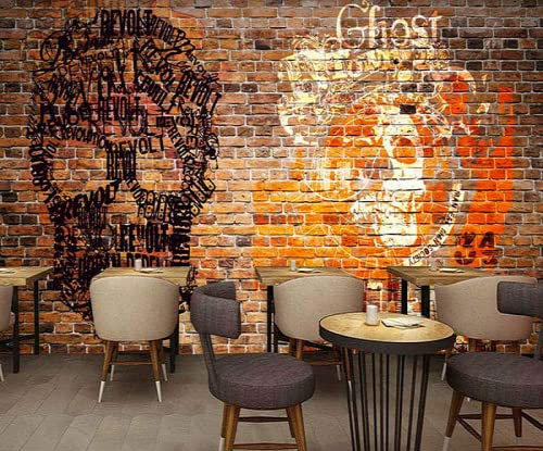 Fototapete 3D Effekt Tapete Kunst Graffiti Totenkopf 3D Tapeten Wandbilder Wohnzimmer Schlafzimmer Kinderzimmer Dekoration Wanddeko