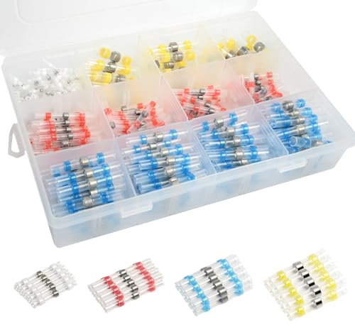 Lötverbinder Set 300 Stück, Lötverbinder Schrumpfverbinder Kabelverbinder Wasserdicht Set, Transparent Quetschverbinder Set für KFZ, Marine, Boot
