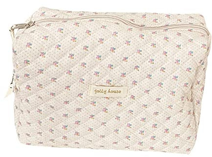 Starnearby Trousse de Toilette Matelassée Femme en Coton Doux, Trousse de Maquillage Fleurie, Pochette de Rangement Maquillage, Pochette Matelassée Maquillage, Trousse Cosmétique de Voyage