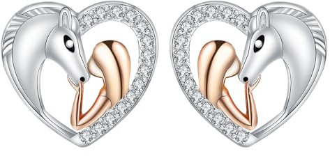 Micory Pferde Ohrringe 925 Sterling Silber Mädchen Pferd Ohrstecker Schmuck Tier Ohrringe Hypoallergene Schmuck Geschenke für Damen
