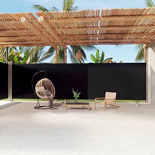 ARKEM Seitenmarkise Ausziehbar Schwarz 220x1200 cm Sichtschutz Blickdicht, Vertikalmarkise, Sonnenschutz, Windschutz