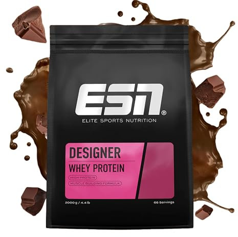 ESN Designer Whey Proteinpulver, Milk Chocolate, 2 kg, bis zu 23 g Protein pro Portion, ideal zum Muskelaufbau und -erhalt, geprüfte Qualität - made in Germany