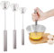 Halbautomatischer Schneebesen aus Edelstahl, Schneebesen Edelstahl, Halbautomatischer Schneebesen aus Edelstahl, Drehbarer Push Mixer Rührer zum Schneebesen, Schlagen, Rühren (3pcs)