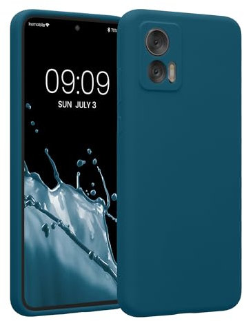 kwmobile Handyhülle kompatibel mit Motorola Edge 30 Neo Hülle - gummierte Handy Case aus Silikon in Petrol