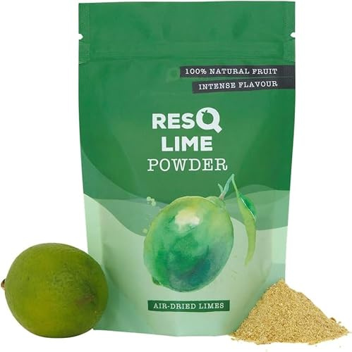 RESQ - Fine Lime Powder: Natural, No Added Sugar - 90g Powder from fresh Limes - Sustainable & Preservative-Free (Lime) - Dried Slowly to Preserve Flavour and Freshness