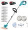 18V Cordless Strimmer, Compatible with Makita 18V Battery, w/ 12PCS Blades, 2 x 3.0Ah Battery & Charger, 90° Head pivots, Retractable handle, Electric Garden Strimmers Lawn Edger Tool