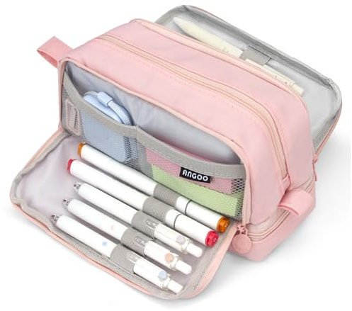 Vocuer Grande astuccio per matite di grande capacità per adulti scatola di matita per ragazze, rosa, Semplice tinta unita