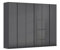 Rauch Möbel Monostar, Drehtürenschrank, Kleiderschrank, Kleiderschränke, Garderobe, Schrank mit Stauraum, 6-türig, 6 Glastüren, Farbe Glas Basalt/Grau metallic, Schwarz, 271x210x54cm