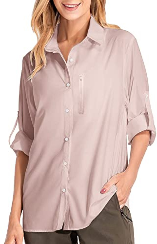 Maglia Anti UV Donna Camicia UPF 50+ Protezione Maglietta UV Maglietta Trekking Donna Camicetta Protezione Solare Maglietta a Manica Lunga Blusa Traspirante per Escursionismo Mare Spiaggia Piscina