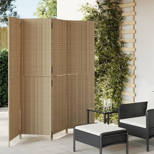 Wohnartikel, Raumteiler, 4 Paneele, Poly-Rattan, Beige