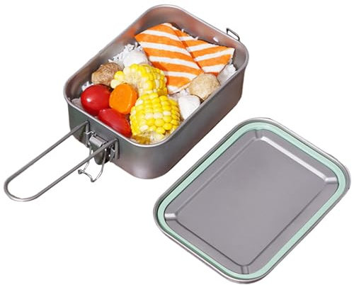 lonchera de titanio de metal, lonchera de titanio - para hombres y mujeres | Caja de comida para cocinar resistente a fugas con tapa hermética, caja de Metal sellada para calentar en el campamento de