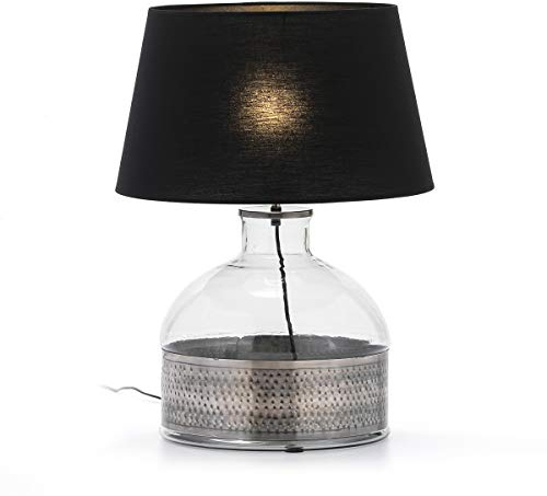 LAMPARA SOBREMESA 33X33X40 CRISTAL/METAL PLATEADO/SIN PANTALLA