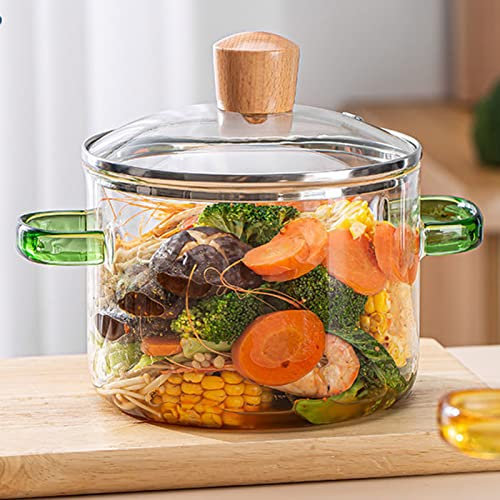 SMBAOFUL Cacerola de Vidrio con asa de Tapa, Olla de Vidrio Transparente Resistente al Calor, Olla para Pasta, Utensilios de Cocina, Olla Transparente calentable para el hogar, Cocina, Restaurante, B