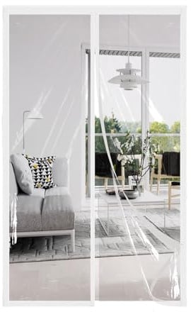 AQKaki Magnétique Rideau Isolant Thermique Porte, Rideau Anti Froid | 130x285cm Blanc EVA Transparent d'hiver Rideau Porte Thermique Imperméable Épreuve Isolation Porte pour Balcon Salon